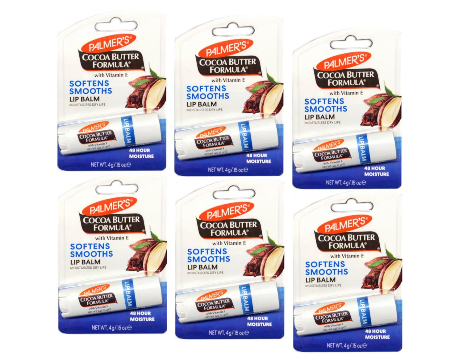 Palmer&#39;s Cocoa Butter Formula Moisturizing Lip Balm 0.15 oz (Pack of 6)