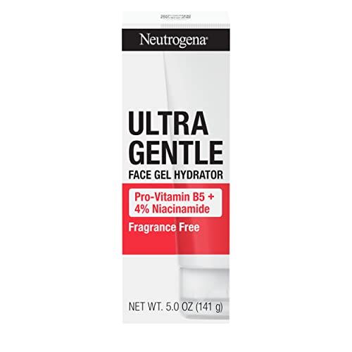 Neutrogena Ultra Gentle Face Gel Hydrator with Pro-Vitamin B5 &amp; 4% Niacinamide Designed for Acne-Prone Skin, Lightweight Gel Cream Targets Uneven Skin Tone, Fragrance-Free, 5.0 oz