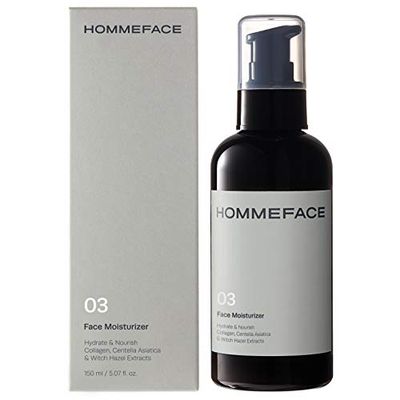 HommeFace Mens Daily Face Moisturizer, 5.07 fl. oz. - Hydrating &amp; Nourishing Facial Lotion for Men with Collagen, Witch Hazel &amp; Cica Extracts, Lightweight, Alcohol-Free