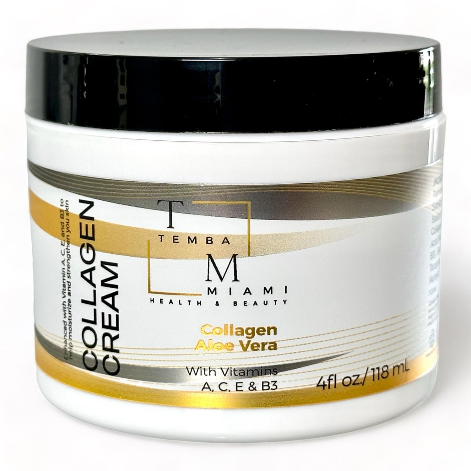 TEMBA MIAMI COLLAGEN Face CREAM MOISTURIZER, Non Greasy ANTI-AGING for ALL SKIN TYPES, Including SENSITIVE SKIN, 4 fl oz