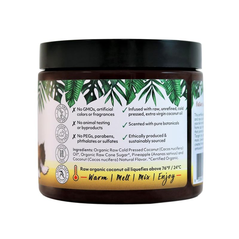 Organic Fiji Whole Body Scrub - Infused with Coconut Oil, Exfoliating Sugar Scrub for Smooth and Soft Skin, Exfoliates &amp; Restores Skin's Natural Biosphere, Pineapple Coconut 20 oz