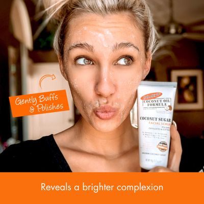 Palmer's Coconut Oil Formula Coconut Sugar Facial Scrub Exfoliator, Face Scrub to Gently Exfoliate Away Dirt and Dead Skin Cells with Chamomile to Soften &amp; Calm, 3.17 Ounces (Pack of 1)