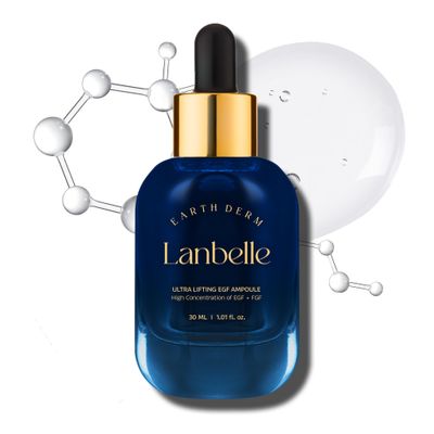 LANBELLE Ultra Lifting EGF FGF 10 ppm Ampoule Serum w/Centella Asiatica Hyaluronic Acids | Improves Skin Balance Elasticity Reduces Fine Lines Blemish Spots Hydrating Korean Skincare