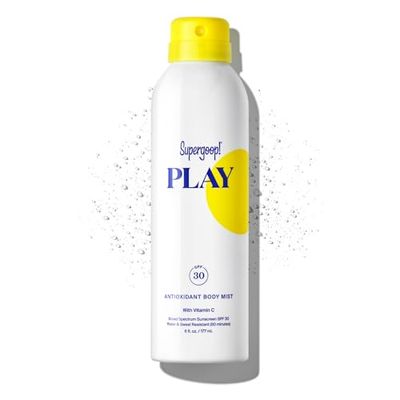 Supergoop! PLAY Antioxidant Body Mist with Vitamin C, 6 fl oz - SPF 50 PA++++ Broad Spectrum Sunscreen - Body Spray for Sensitive Skin - Clean Ingredients - Great for Active Days