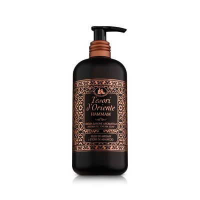 Tesori d&#39;Oriente: &quot;Hammam&quot; Cream Soap with Argan Oil and Orange Blossom, Measuring Cap 10.14 Fluid Ounces (300ml) Packages [ Italian Import ]