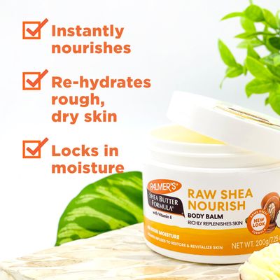 Palmers Shea Butter Formula Raw African Shea Butter Balm, Nourishing Body Moisturizer for Rough, Dry Skin, 7.25 Ounces