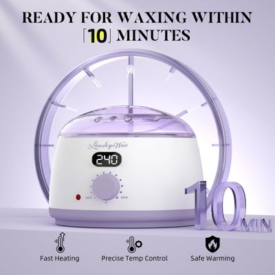 LANSLEYWAX Digital Waxing Kit for Women Men-Purple Waxing Machine with 39 Accessories-Hard Wax Kit for Arms Legs Brazilian Bikini Facial Sensitive Skin, Wax Warmer Hair Removal for Home/Salon Use