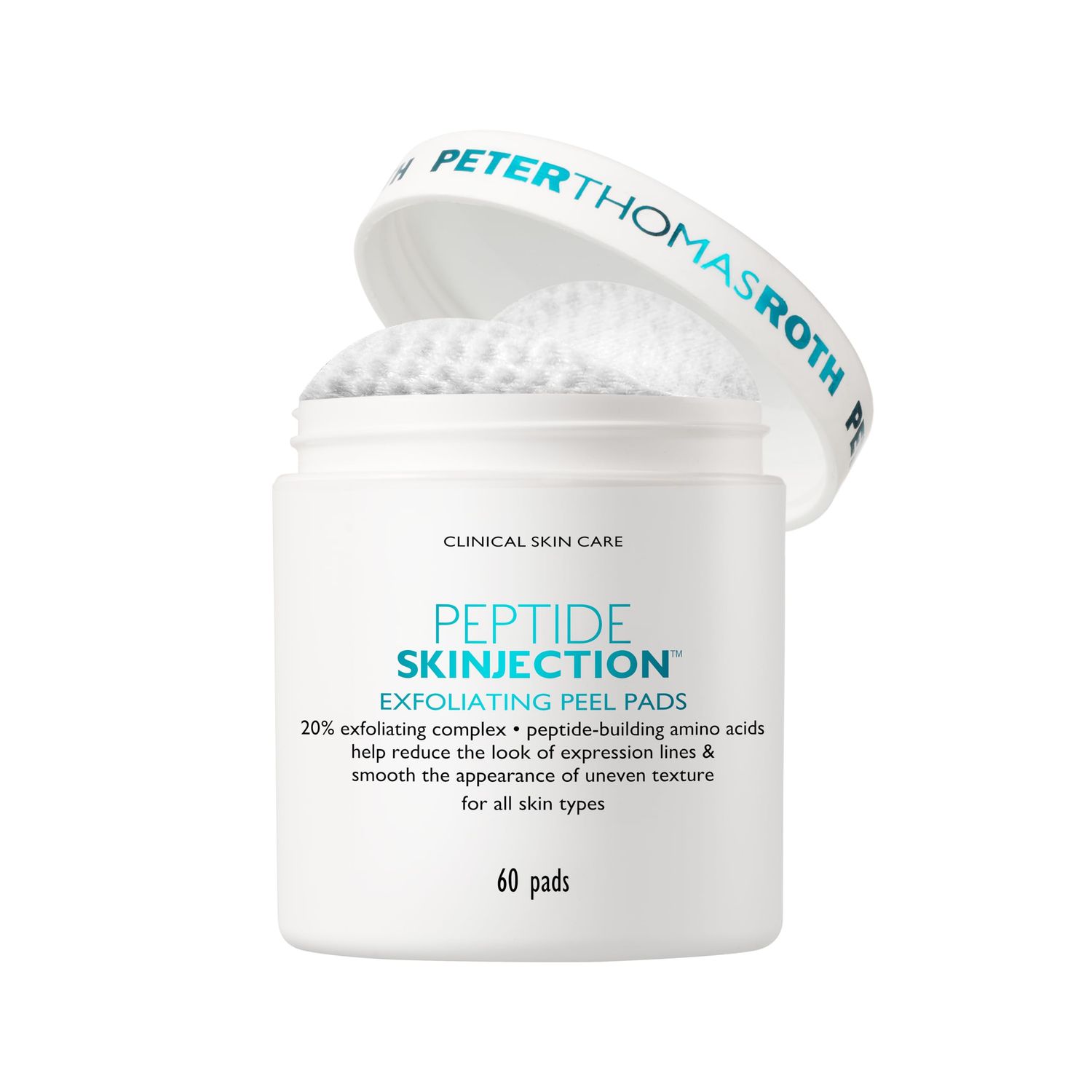 Peter Thomas Roth | Peptide Skinjection Exfoliating Peel Pads, For Smoothing Expression Lines &amp; Emerging Wrinkles, Fragrance-Free, Alcohol-Free, For All Skin Types