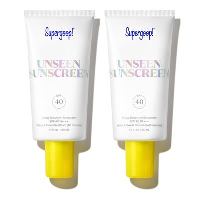 Supergoop! Unseen Sunscreen - SPF 40 - Invisible, Broad Spectrum Face Sunscreen + Makeup-Gripping Primer - Weightless, Scentless, Oil Free - For All Skin Types &amp; Skin Tones - 1.7 fl oz - Pack of 2