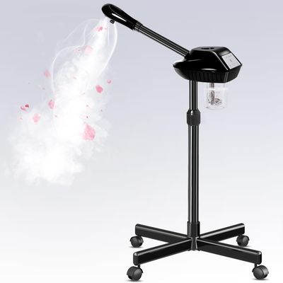 Professional Facial Steamer, Facial Steamer on Wheels, Ozone Face Steamer for Facial, Stand Facial Steamer Adjustable Height for Spa, Salon and at Home UseBlack