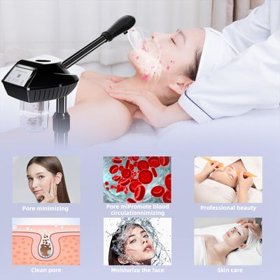 Professional Facial Steamer, Facial Steamer on Wheels, Ozone Face Steamer for Facial, Stand Facial Steamer Adjustable Height for Spa, Salon and at Home UseBlack