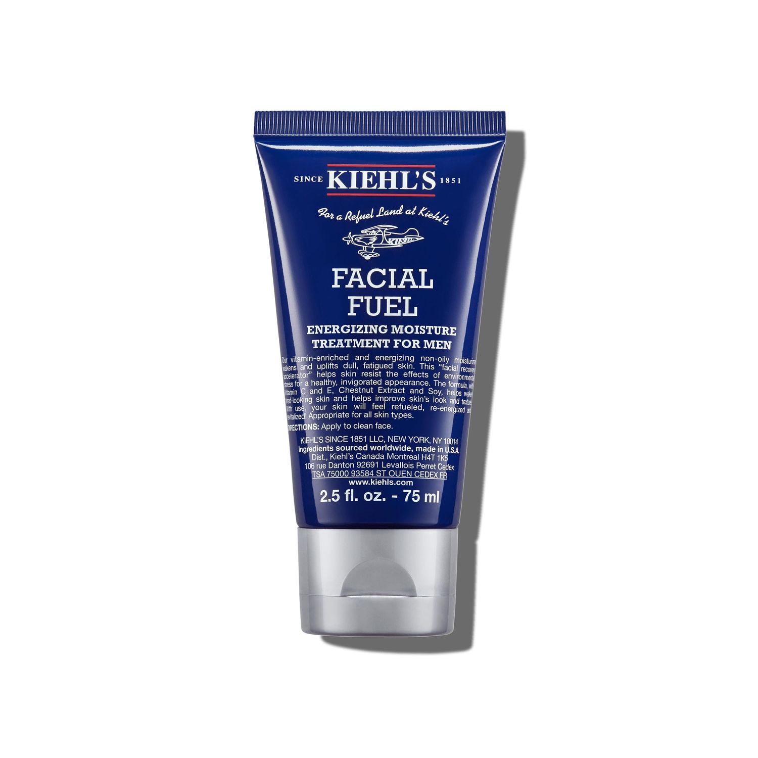 Kiehl&#39;s Facial Fuel Moisturizer, Men&#39;s Face Cream, with Vitamin C and Caffeine that Contain Antioxidants to Help Energize and Reduce Dullness, Non-Greasy, Paraben, and Sulfate Free - 2.5 fl oz