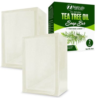 Tea Tree Oil Soap Bar for Face &amp; Body, 4oz -All Natural Remedy Skin Cleanser - Pure Essential Oil Infused Skincare Cleansing Soap for Dirt &amp; Acne - Tea Tree Face &amp; Body Wash Made in USA