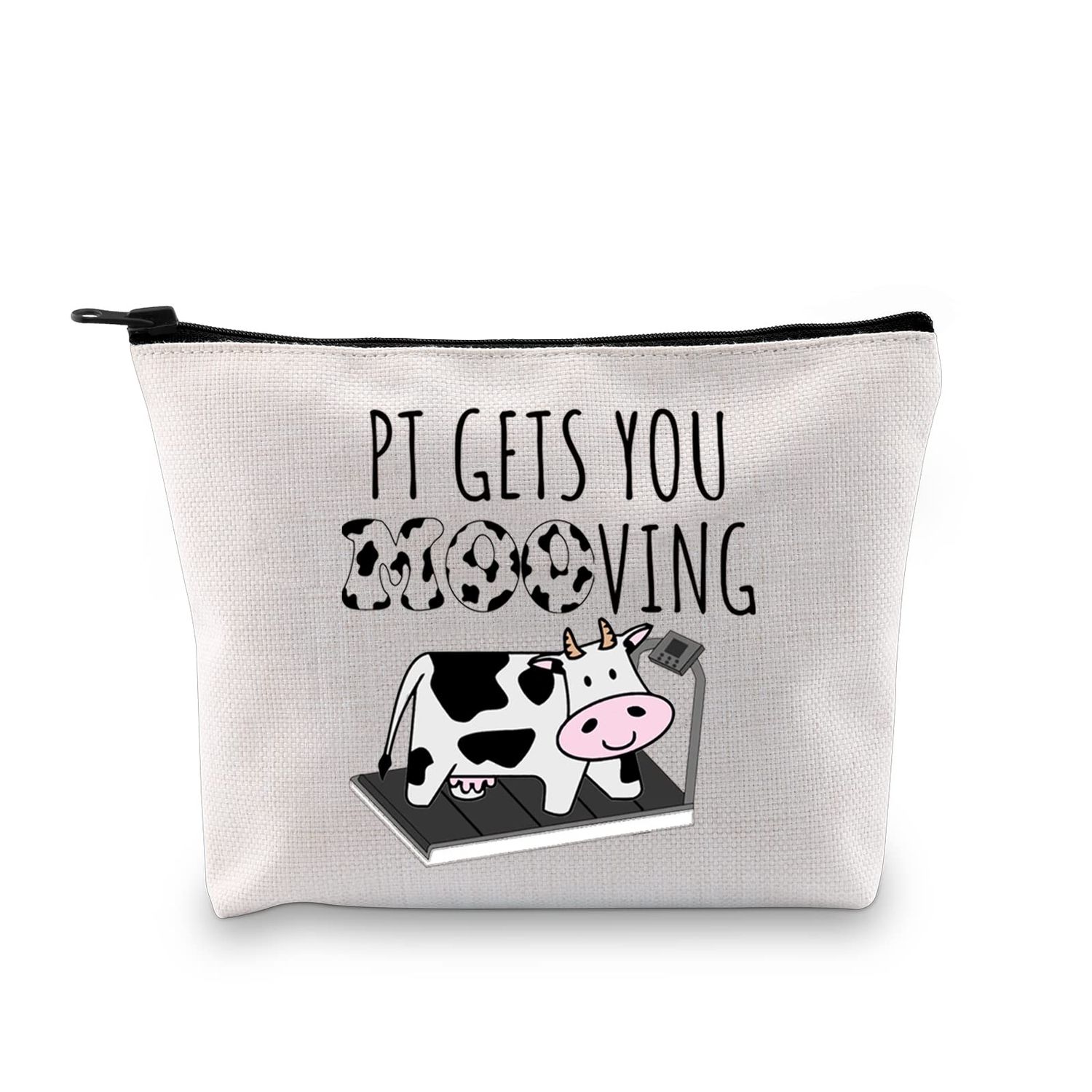 XYANFA Pt Gets You Mooving Physical Therapy Makeup Bag Physical Therapist Gift Pt Appreciation Gifts Coworker Zipper Pouch (PT GETS YOU MOOVING)