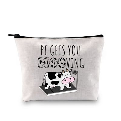 XYANFA Pt Gets You Mooving Physical Therapy Makeup Bag Physical Therapist Gift Pt Appreciation Gifts Coworker Zipper Pouch (PT GETS YOU MOOVING)