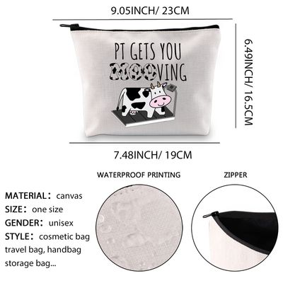 XYANFA Pt Gets You Mooving Physical Therapy Makeup Bag Physical Therapist Gift Pt Appreciation Gifts Coworker Zipper Pouch (PT GETS YOU MOOVING)