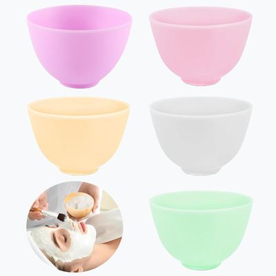 Rowcay 5-Piece Silicone Mixing Bowl Set, 3.93-Inch Microwaveable Silicone Bowls for Facial Masks, Mud Masks, and Other Skin Care Products Facial Bowls for Estheticians. (5 colors)