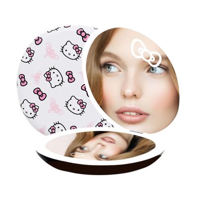 Impressions Vanity Hello Kitty Supercute Signature Compact Mirror with Light, Travel Makeup Mirror with 3X Magnification and Daylight LED Lighting and Adjustable Brightness (White)