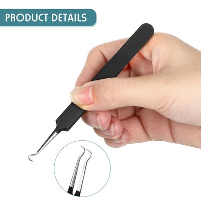 Honoson 3 Pcs Blackhead Tweezer Stainless Steel Pimple Tweezers Extractor Tool for Remove Blackhead Zit Whitehead Pimple Bend Curved Tweezer Skin Blackhead Remover Tools(Black)