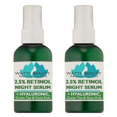 Watts Beauty 2.5% Retinol Serum with 50% Hyaluronic Acid - Anti Aging, Fine Lines, Wrinkles, Blemishes, Large Pores - No Parabens, No Animal Testing - 4.48oz