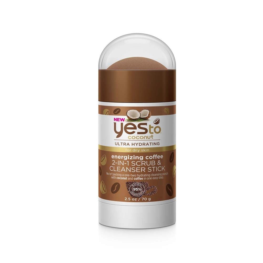 Yes To Coconut Coffee 2-In-1 Scrub &amp; Cleanser Stick, Exfoliating &amp; Cleansing Formula To Wash Away Dirt &amp; Grime While Packing A Hydration Punch With Coconut Oil, Natural Vegan &amp; Cruelty Free, 2.5 Fl Oz