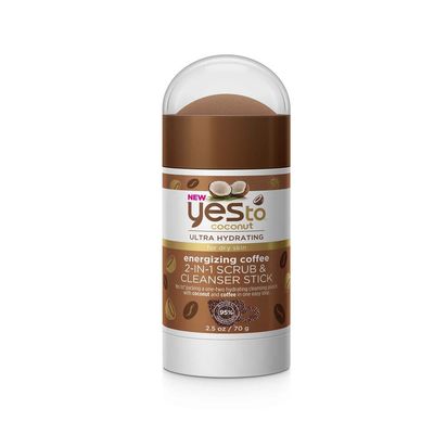 Yes To Coconut Coffee 2-In-1 Scrub &amp; Cleanser Stick, Exfoliating &amp; Cleansing Formula To Wash Away Dirt &amp; Grime While Packing A Hydration Punch With Coconut Oil, Natural Vegan &amp; Cruelty Free, 2.5 Fl Oz