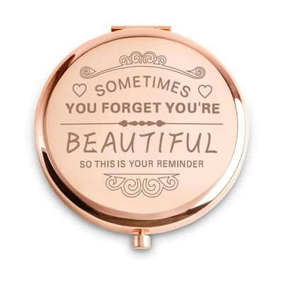 QUSTGO Personalized Compact Mirror, Basket Stuffers, Inspirational Present for Birthday Valentines Day Galentines, Unique Gifts for Women Teenagers Girls Her Friends Mom Wife Sister Daughter Niece
