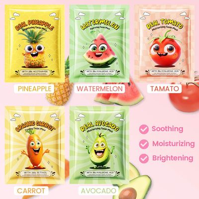 Kaely 10 Pack Fruit Face Masks for Kids, Spa Party Facial Mask Skincare Set, Sheet Masks Skin Care, Moisturize Brighten Soothe for All Skin Types, Christmas Birthday Gifts for Women Men Girls, 01