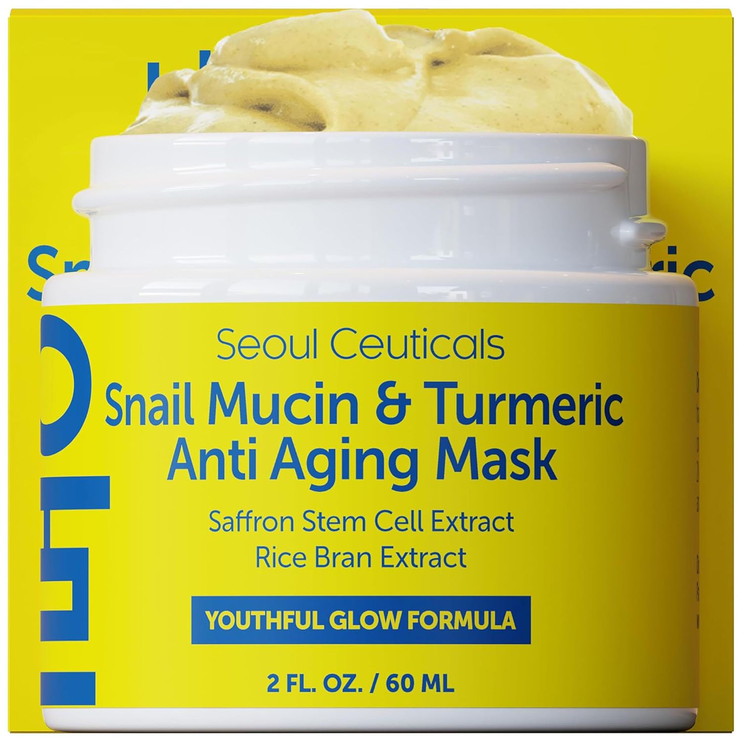 SeoulCeuticals Korean Face Mask Skin Care - Snail Mucin Turmeric Mask for Face - Cruelty Free K Beauty Anti Aging Face Mask for Healthy, Youthful Glow 2oz