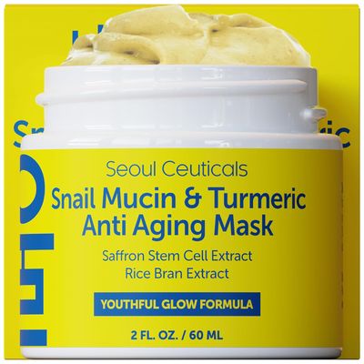 SeoulCeuticals Korean Face Mask Skin Care - Snail Mucin Turmeric Mask for Face - Cruelty Free K Beauty Anti Aging Face Mask for Healthy, Youthful Glow 2oz