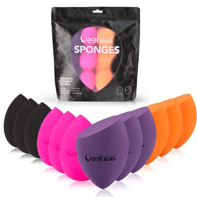 Veehaa 12PCS Makeup Sponge Set, Latex Free Makeup Blender for foundation, Makeup Sponges egg shaped, Makeup Sponges for all areas