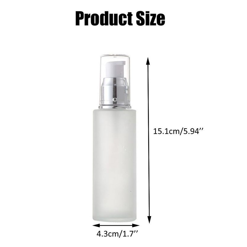 TUPANDY 2PCS 100ml/3.3oz Empty Clear Glass Lotion Pump Bottles Travel Frosted Clear Sample Packing Makeup Cosmetic Container Storage Dispenser Jar for Essential Oils Lotions Cream DIY Skin Care