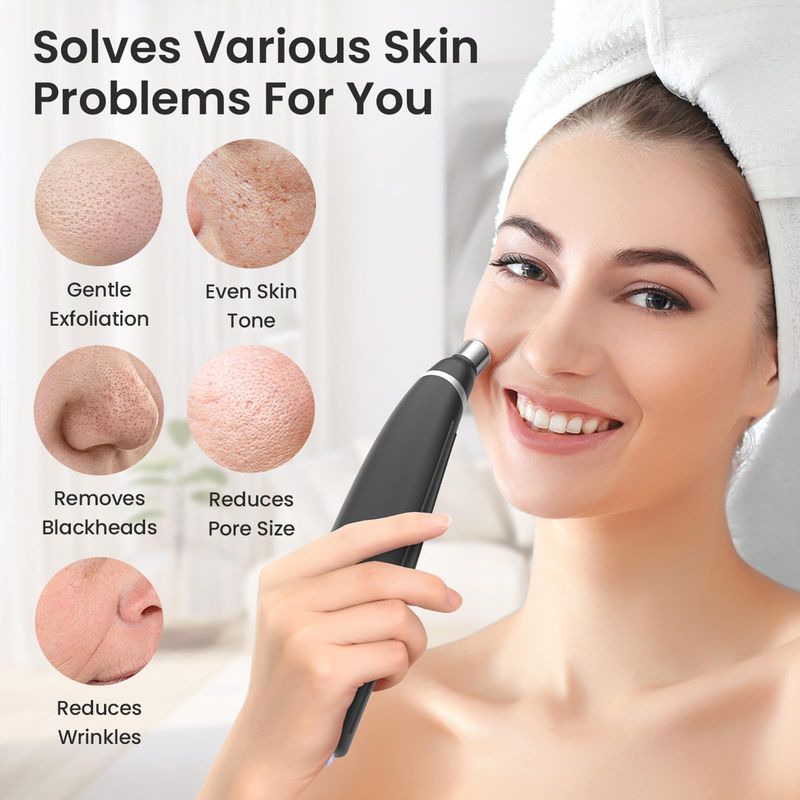 UNOISETION Diamond Microdermabrasion Machine, Handheld Facial Dermabrasion Device, Portable Microdermabrasion Tool with 12 Diamond Tips, Blackhead Removal for Home Travel