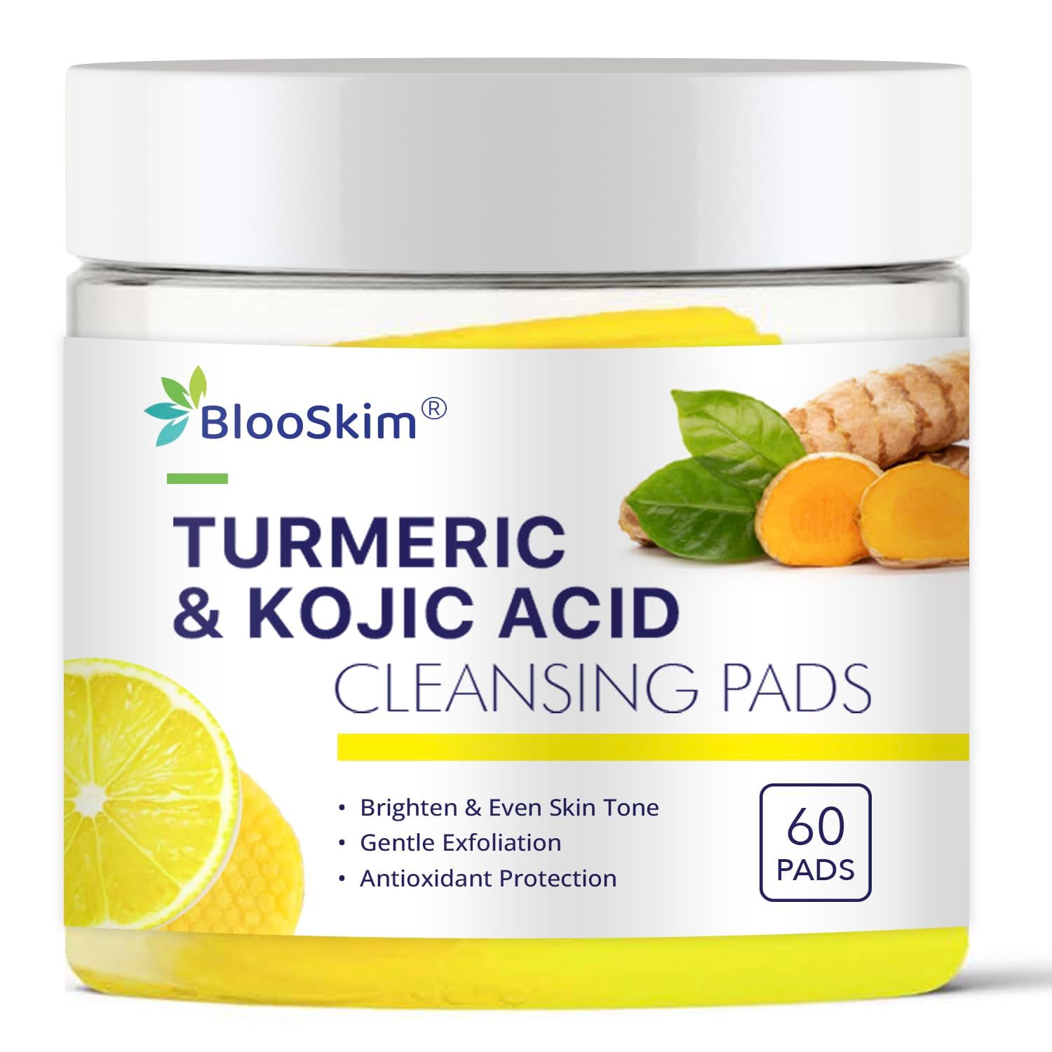 Turmeric Kojic Acid Cleansing Pads: 60 Pcs Turmeric Cleansing Pads for Dark Spots - Exfoliating Pads for Face Men and Women