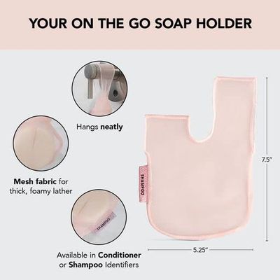 Kitsch Bar Soap Saver Bag - Recycled Mesh Beauty Bar Soap Pouch for Body Wash, Conditioner & Shampoo Bars, Soap Savers Holder to Preserve Bar Soap, Eco-Friendly, Patented Soap Bag - Blush