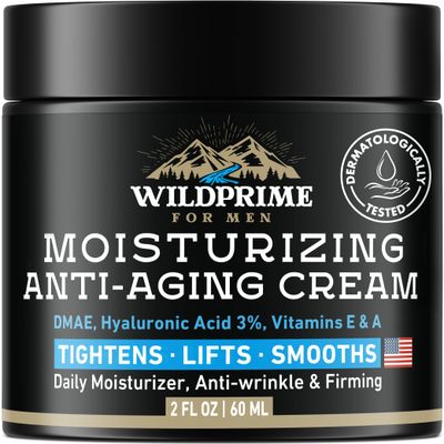 Men&#39;s Face Moisturizer Cream - Anti Aging &amp; Wrinkle - Made in USA - Collagen, Hyaluronic Acid, Vitamins E &amp; A, Avocado Oil - After Shave Lotion - Age Facial Skin Care, Day &amp; Night Moisturizing, 2 oz