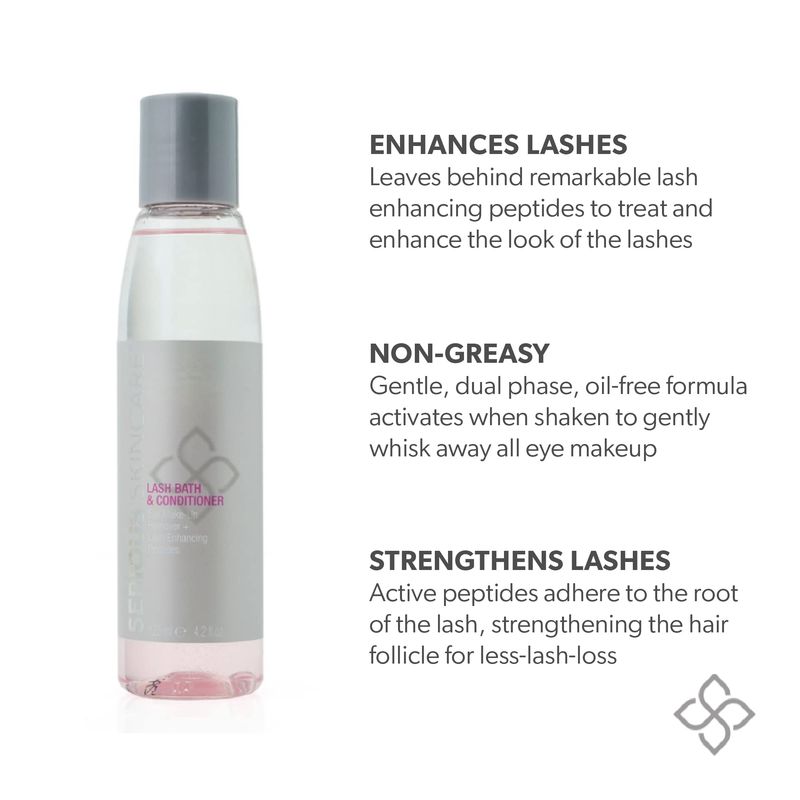 Serious Skincare Lash Bath &amp; Conditioner - Double Action Eye Makeup Remover - Oil Free - Enhancing Peptides Promotes Eyelash Growth - Clover Flower - Effortlessly Removes Waterproof Mascara - 4 oz.