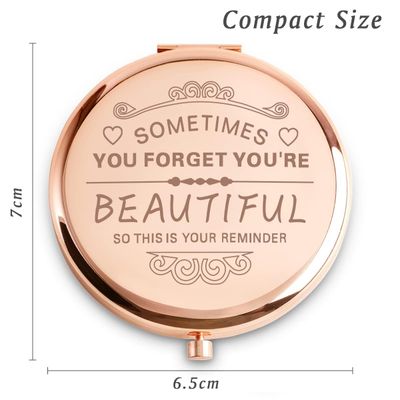 QUSTGO Personalized Compact Mirror, Basket Stuffers, Inspirational Present for Birthday Valentines Day Galentines, Unique Gifts for Women Teenagers Girls Her Friends Mom Wife Sister Daughter Niece