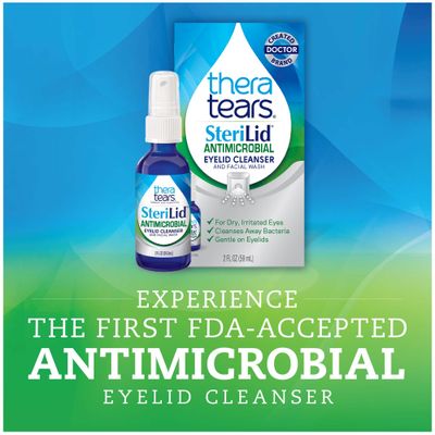 TheraTears SteriLid Antimicrobial Eyelid Cleanser and Face Wash, for irritated eyes, 2 fl oz Spray