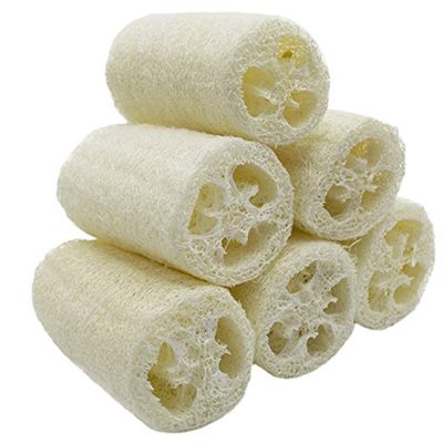 Natural 6 Pack of 4 inch Loofah, Serdokntbig SPA Exfoliating Scrubber for Skin Care in Bath, Best Luffa Body Scrub Sponge, Remove Dead Skin