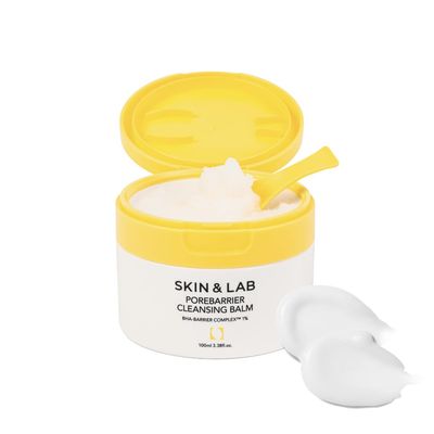 SKIN&amp;LAB] Porebarrier Face Cleansing Balm | Eyelash Extension-Safe Cleanser | Vegan Makeup Remover for Waterproof Makeup | Balm to Oil to Milk | Gentle for | Made in Korea | 3.38 Fl Oz