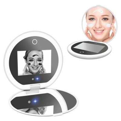 Mocado Compact LED Travel Makeup Mirror - 4 Inches 1X/10X Magnification Travel Mirror with Light Dimmable Smart UV Camera UV Mirror for Sunscreen Test Skin Sun Protection