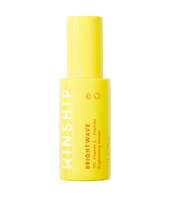 Kinship Brightwave 10% Vitamin C + Peptide Serum - Fade Dark Spots, Reduce Fine Lines &amp; Wrinkles - Brighten, Plump &amp; Smooth Face - Vegan Collagen - Anti-Aging Skincare - All Skin Types (1 Fl Oz)