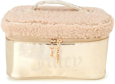 Juicy Couture Women&#39;s Cosmetics Bag - Travel Makeup and Toiletries Train Case Organizer, Gold
