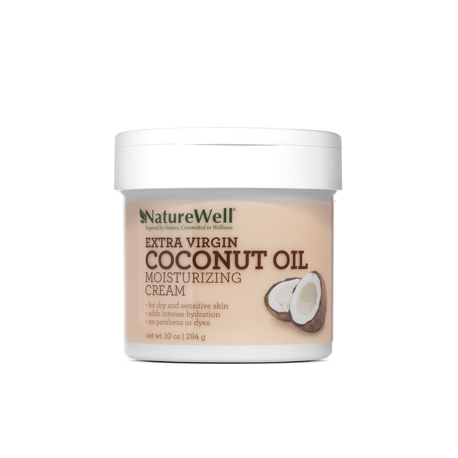NATURE WELL Extra Virgin Coconut Oil Moisturizing Cream for Face, Body, &amp; Hands, Anti Aging, Firming, Restores Skin&#39;s Moisture Barrier, Provides Intense Hydration for Dry &amp; Dull Skin, 10 Oz