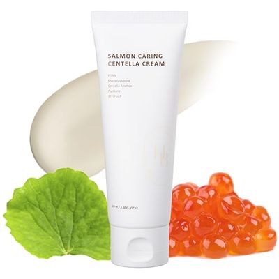 HEVEBLUE Salmon Caring Centella Cream - Salmon PDRN, Salmon Egg Extract, Centella, Madecassoside, Improve Skin Moisture Loss, Restore and Rejuvenate Damaged Skin, Low Irritation, Korean Skincare