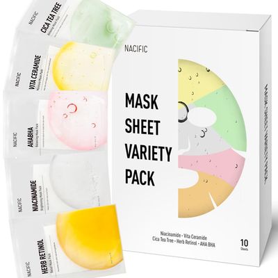 KOSBEAUTY NACIFIC Premium 10-Sheet Facial Mask Skincare Korean Variety Pack for Ultimate Skin Nourishment - Hyaluronic Acid, Ceramide, and Vitamin-Infused for All Skin Type