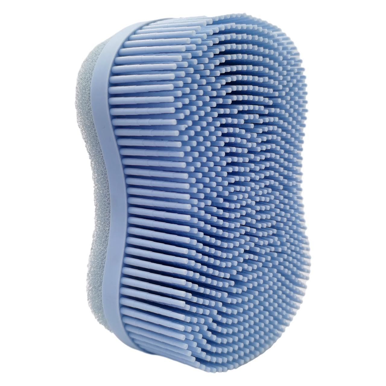 Silicone Body Scrub Brush - Premium Dual Sided Shower Scrubber for Body Improved Grip &amp; Design Deeply Cleanses Exfoliates Skins, Silicone Body Scrubber for Use in Shower (Patent Pending) (Blue)