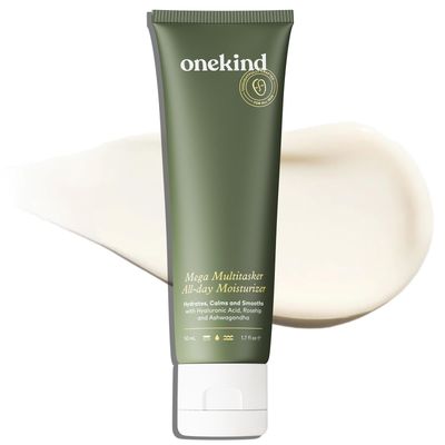 Onekind Mega Multitasker All-day Moisturizer, Corrective Anti-Aging, Lightweight, Non Greasy Hydration with Hyaluronic Acid &amp; Ashwagandha, Quick Absorbing Erases Fine Lines &amp; Wrinkles, for Men &amp; Women
