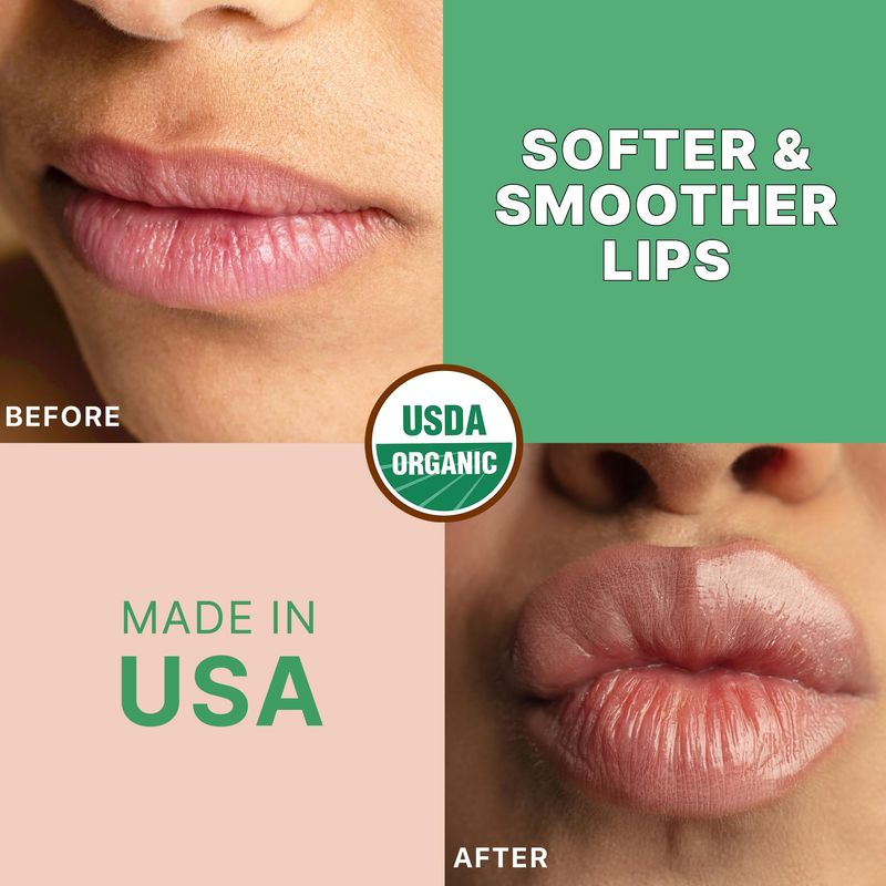 USDA Organic Lip Scrub Mint - USA Made All Natural Lips Exfoliator, Moisturizing Scrub for Dry Lips, Lip Sugar Scrubber Exfoliator for Smooth Lips, Small Beauty Gifts
